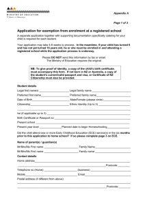 Application for exemption from enrolment at a registered school