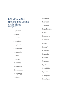 RAS 2012-2013 Spelling Bee Listing Grade Three **homophones