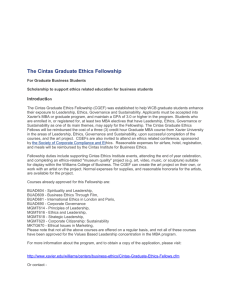 The Cintas Graduate Ethics Fellowship For Graduate Business