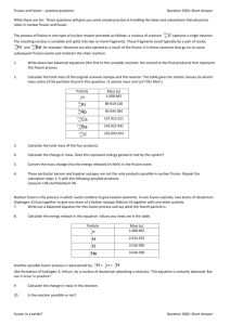 Fission and fusion – practice questions Question 250S: Short
