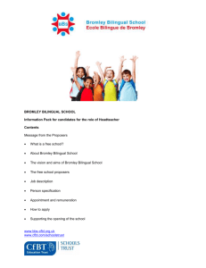 BROMLEY BILINGUAL SCHOOL Information Pack for candidates for