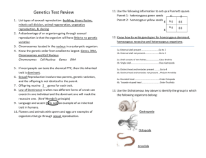 Genetics Test Review List types of asexual reproduction: budding