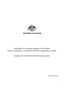 Select Committee on Australia`s Food Processing Sector