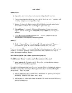 Team Debate Preparation & Debate Procedures