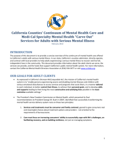 CMHDA California Counties` Continuum of Mental Health Care and