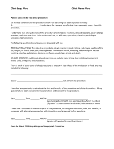 Consent form for oral test dosing and challenge