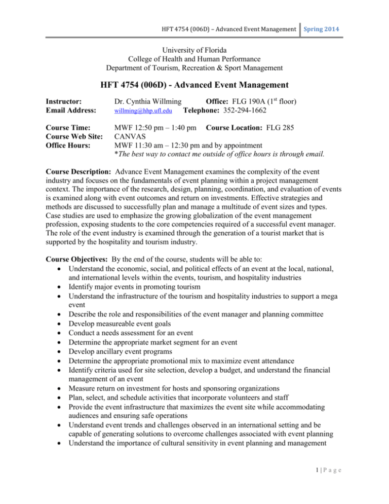 HFT 4754 006D Advanced Event Management