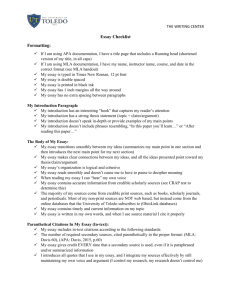 Essay Checklist - University of Toledo