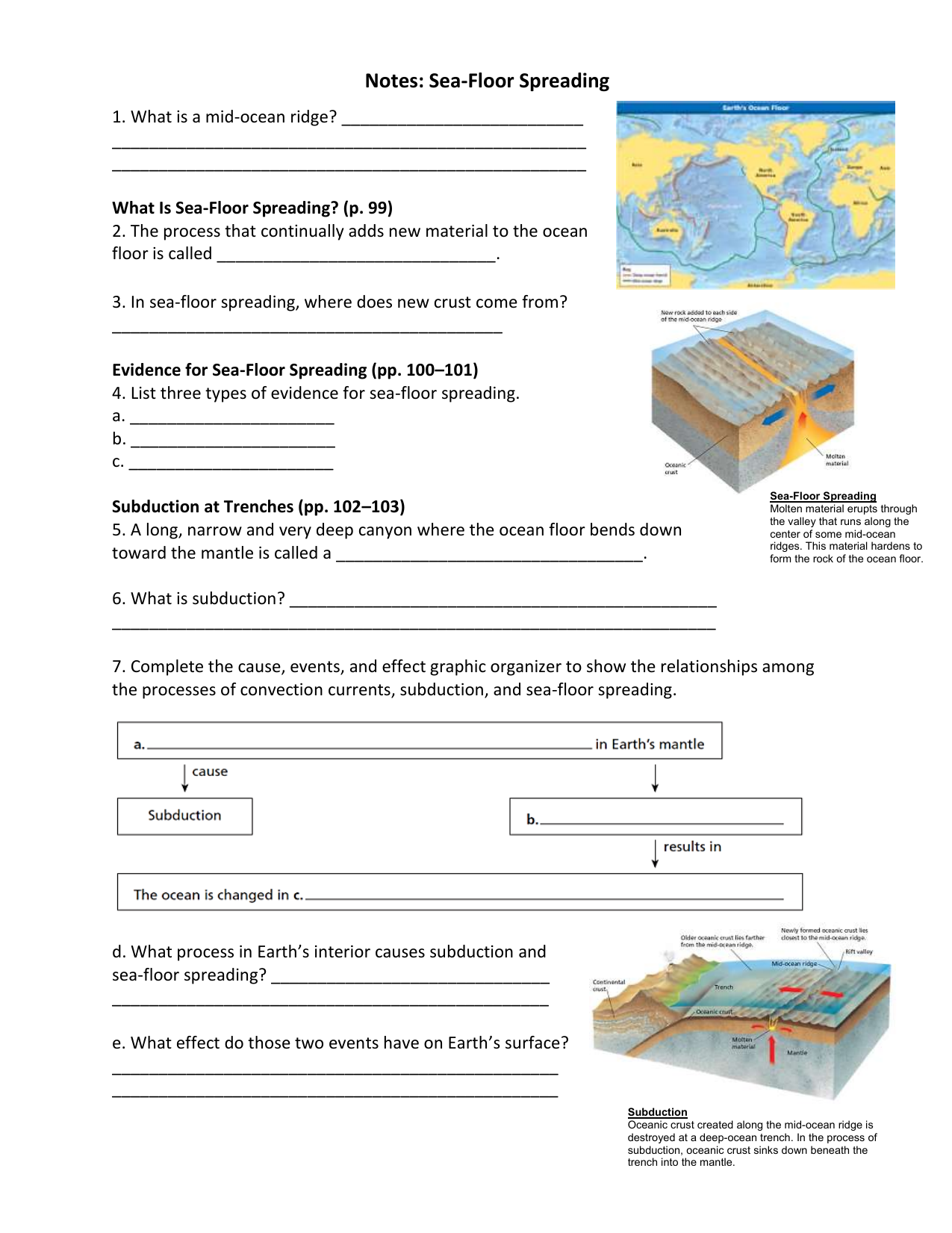 Ch 3 Lesson 4 Notes Sea Floor Spreading