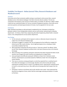 Usability Test Report: Online Journal Titles, Research Databases