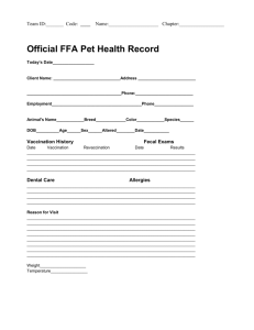 Official FFA Pet Health Record