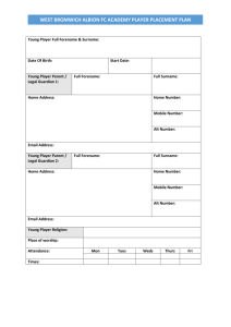 Placement Plan - WBA Academy Welfare and Accommodation