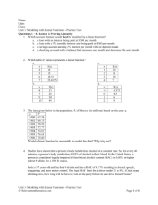 Unit 3: Modeling with Linear Functions - Practice Test