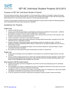 application for Individual Student-based Project - SET-BC