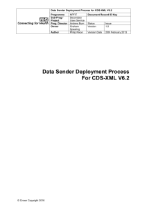 Data Sender Deployment Process for CDS
