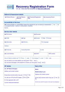 Recovery registration form