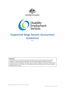 Supported Wage System Assessment Guidelines