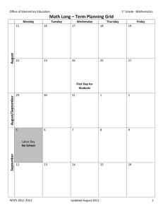 2011-2012 Grade 1 Long Term Planning Grid