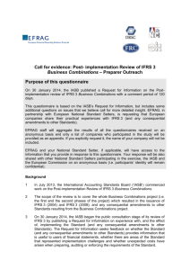 Post- implementation Review of IFRS 3 Business Combinations
