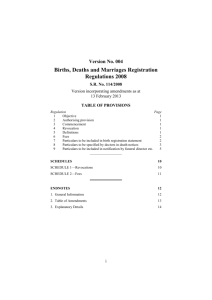 Births, Deaths and Marriages Registration Regulations 2008