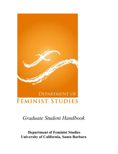 Graduate Student Handbook Department of Feminist Studies