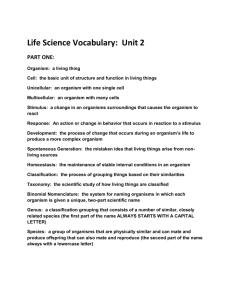 Life Science Vocabulary: Unit 2 PART ONE