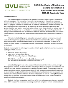 Fall 2015 SUDC Admission Application
