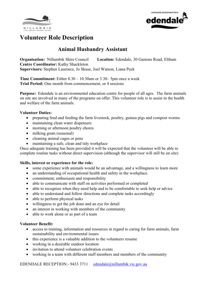 Role Description - Animals