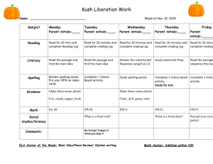 Kush Liberation Work Name: Week of Nov. 10, 2014 Subject