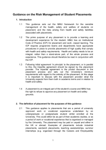 Guidance on Risk Management of Student Placements