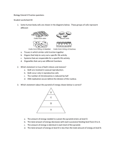 Biology Extend II Practice questions Student worksheet #2 Some