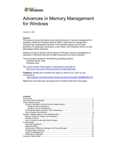 Advances in Memory Management for Windows
