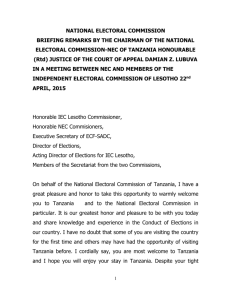NATIONAL ELECTORAL COMMISSION BRIEFING REMARKS BY