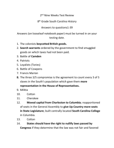 8th Grade SC History 2nd Nine Weeks Test Review Answers