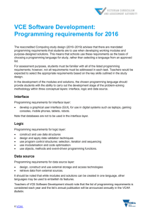 VCE Software Development: Programming requirements for 2016