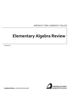 Elementary Algebra Review