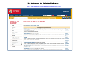 Key databases for Biological Sciences - Library
