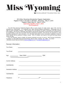 2013 Miss Wyoming Scholarship Pageant Application
