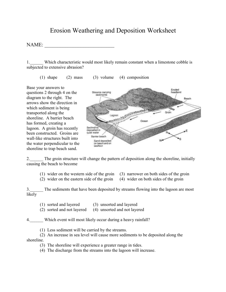 Weathering Erosion And Deposition Worksheet