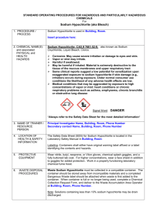 Sodium Hypochlorite - WSU Environmental Health & Safety