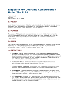 Eligibility for Overtime Compensation under the FLSA 07/01/2014