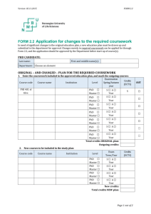 Appliction for changing of theoretical curriculum