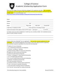 College of Science Academic Scholarship Application Form Please