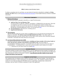 HPAC Application Instructions To obtain a committee interview and