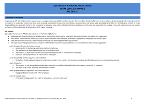 Work Level Standards - The Australian National Audit Office