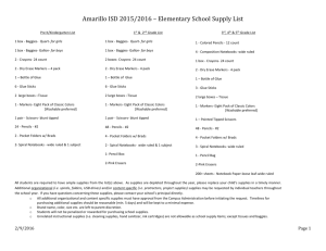 Amarillo ISD 2015/2016 * Elementary School Supply List