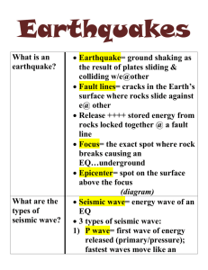 Earthquakes What is an earthquake? Earthquake= ground shaking