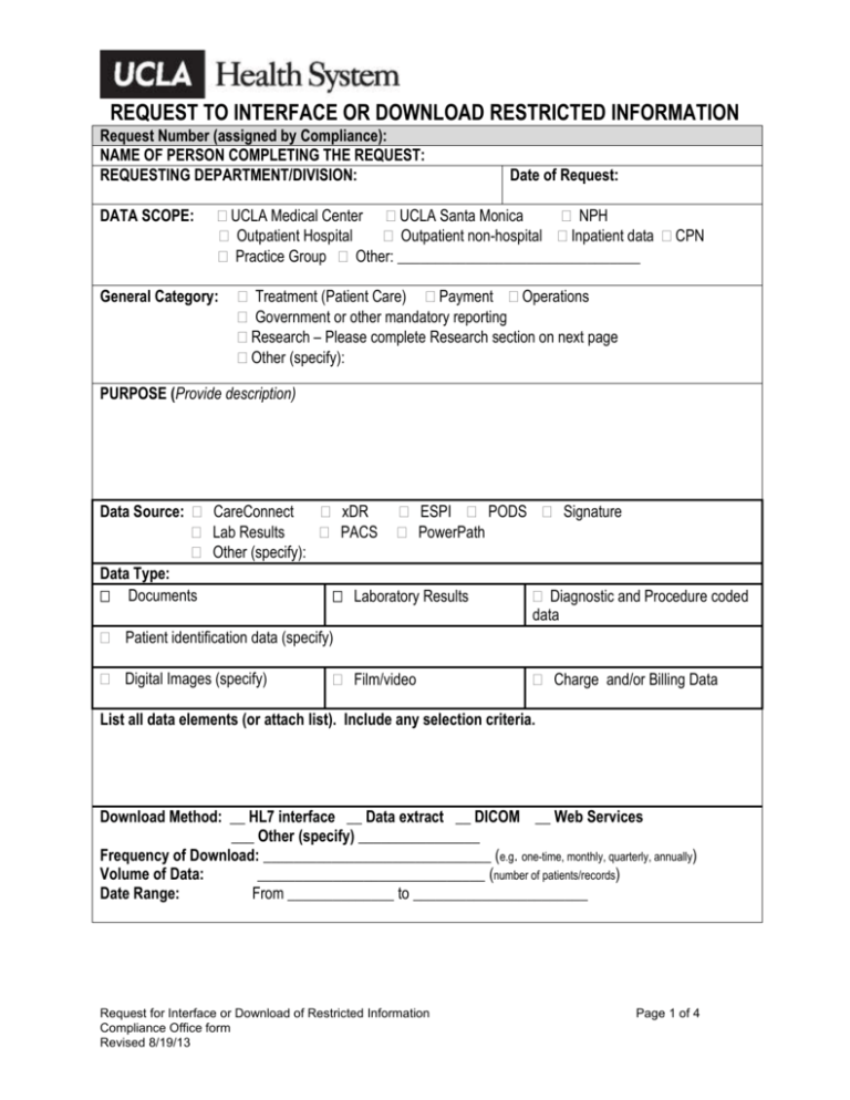 Interface Or Restricted Information Request Form