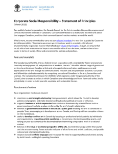 Corporate Social Responsibility - The Canada Council for the Arts