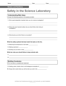 Safety in the Science Laboratory Understanding Main Ideas